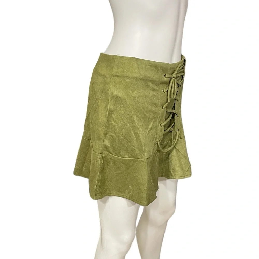 Blushing Heart Green Mini Skirt New